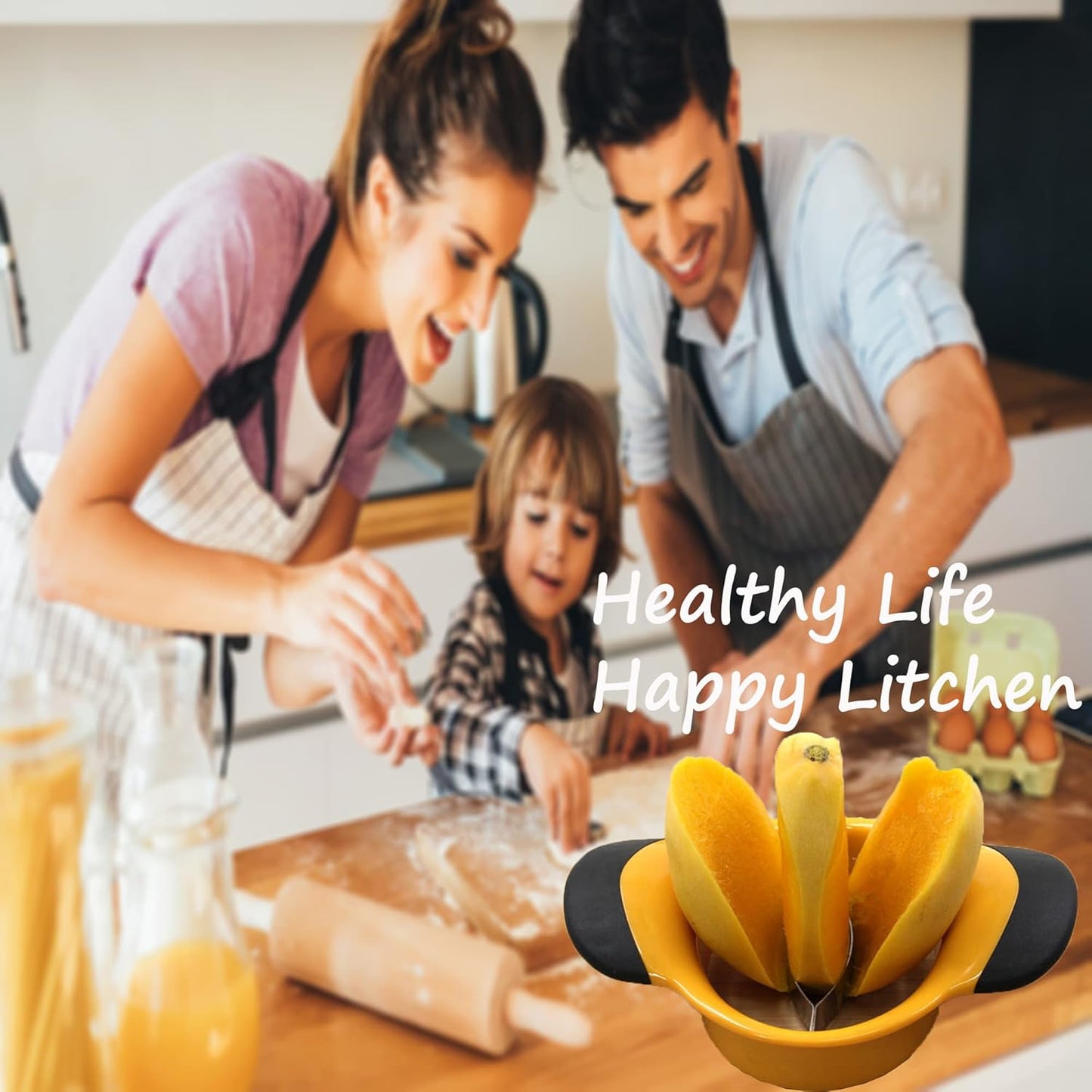 Professional Mango Slicing and Pitting Tool with Stainless Steel Blade and Anti-Skid Handle