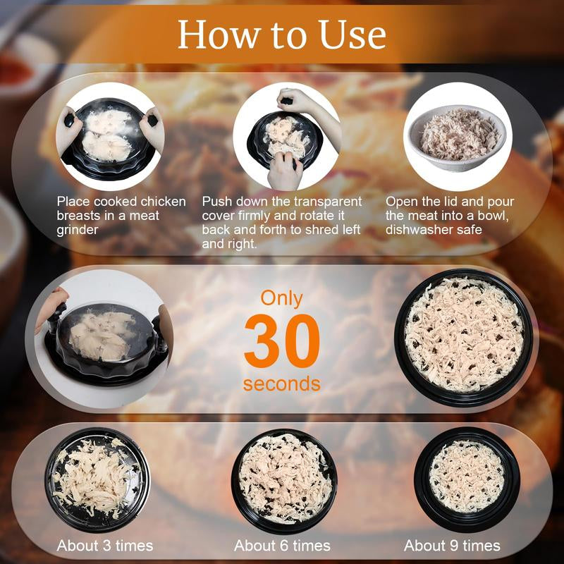 Effortlessly Shred Chicken & Beef with Our Kitchen Chicken Shredder Tool - Includes Transparent Lid & Cleaning Brush!