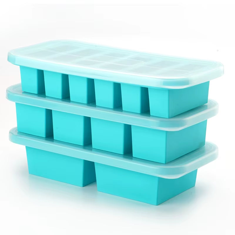 Large-Capacity Food Grade Silicone Ice Maker Tray with Lid - 2/4/6 Grid Design for Storing Frozen Soups and Sauces