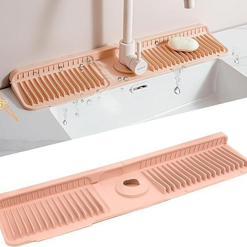 Transform Your Kitchen with the 24-Inch Silicone Faucet Mat - Stylish Splash Guard for a Cleaner, More Organized Sink Area!