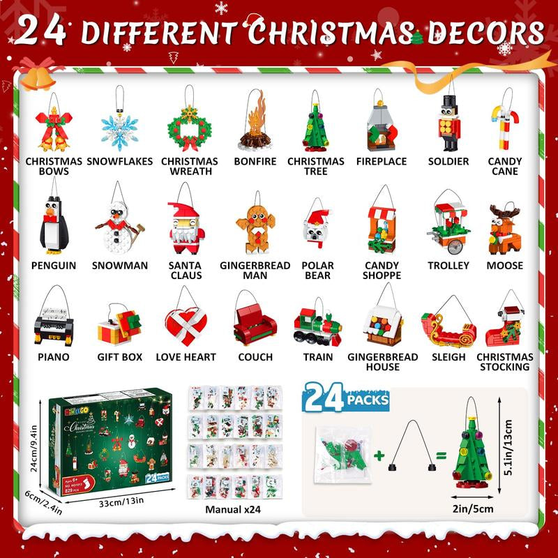 Celebrate the Magic of Christmas with the 24 Days Christmas Countdown Ornaments Building Set - Perfect for Kids Ages 6+!