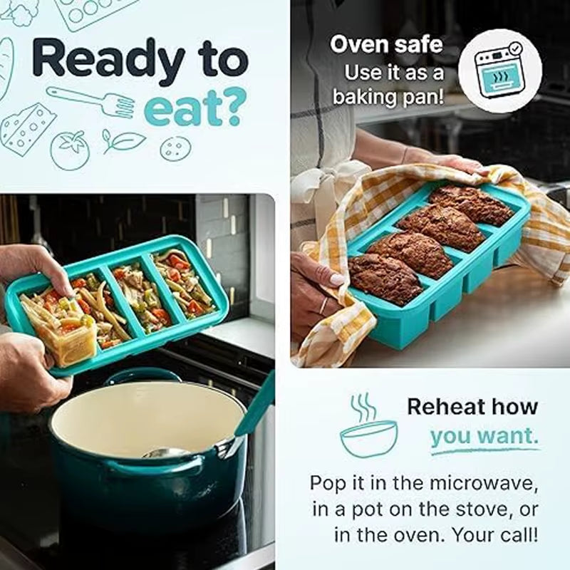Large-Capacity Food Grade Silicone Ice Maker Tray with Lid - 2/4/6 Grid Design for Storing Frozen Soups and Sauces
