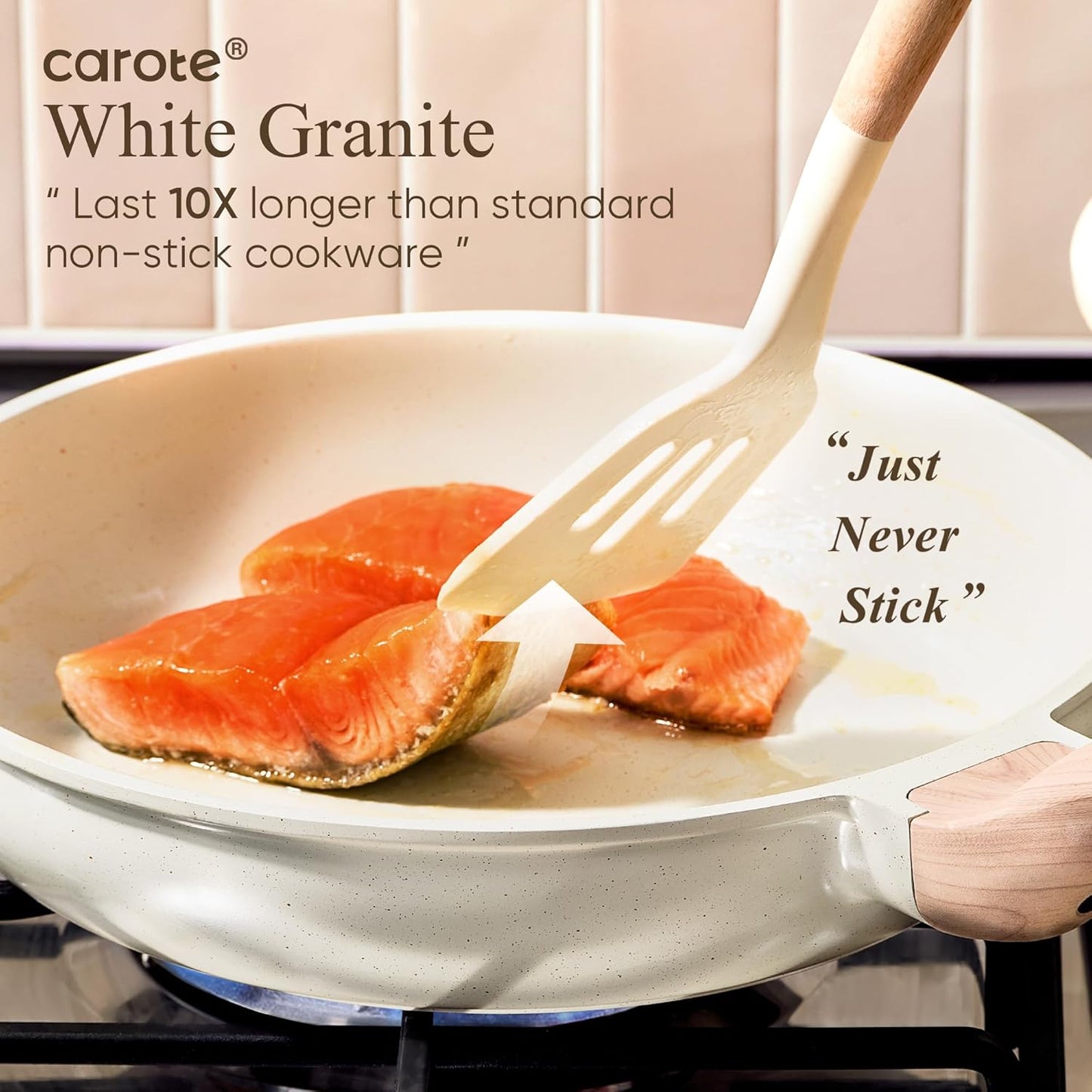21-Piece Nonstick Cookware Set with White Granite Finish, Induction-Ready Frying Pans and Saucepans (PFOS, PFOA Free)