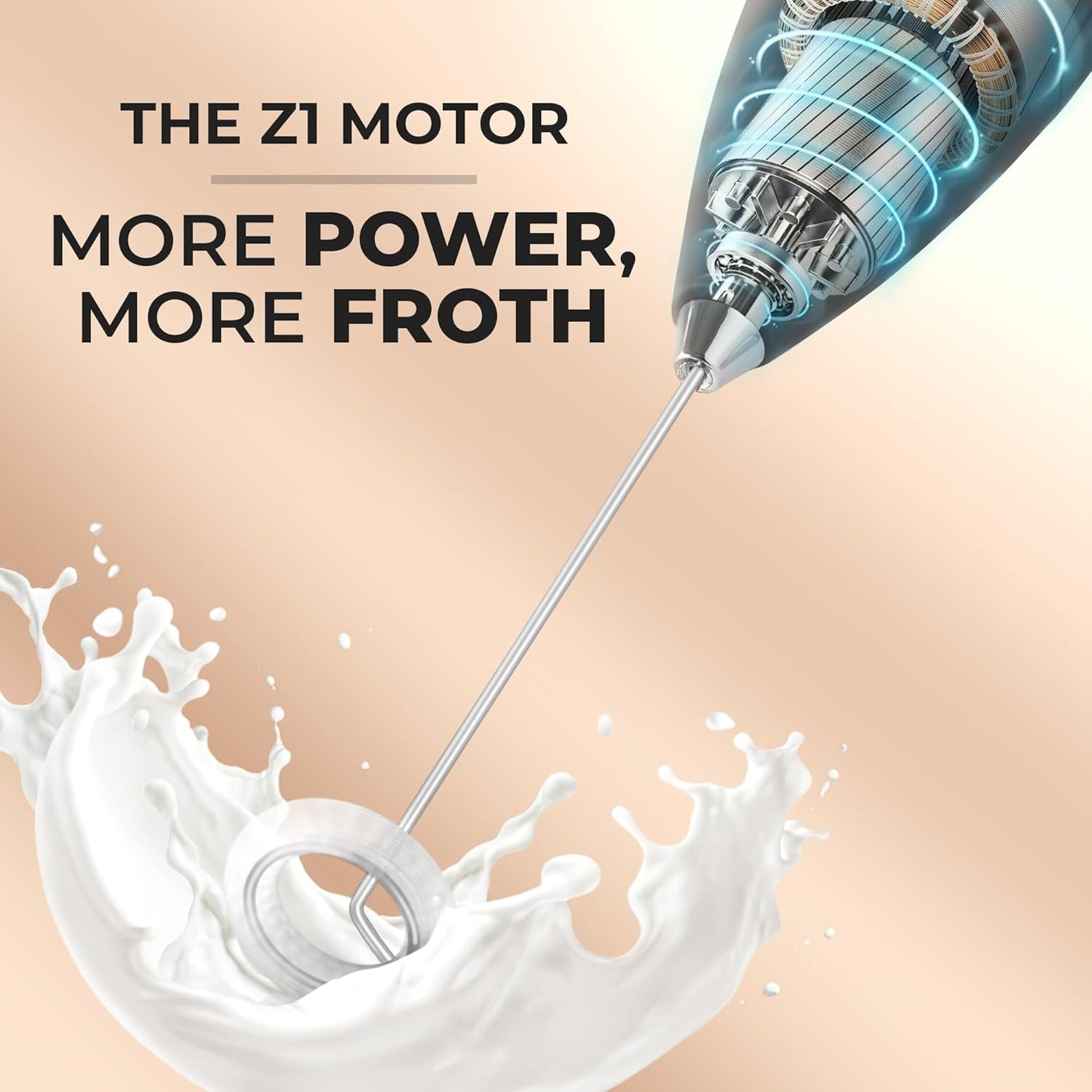 Premium Handheld Milk Frother with 2 Duracell Batteries - High-Speed Electric Whisk for Coffee, Lattes, Cappuccinos, Matcha, Hot Chocolate, and Creamer - Black