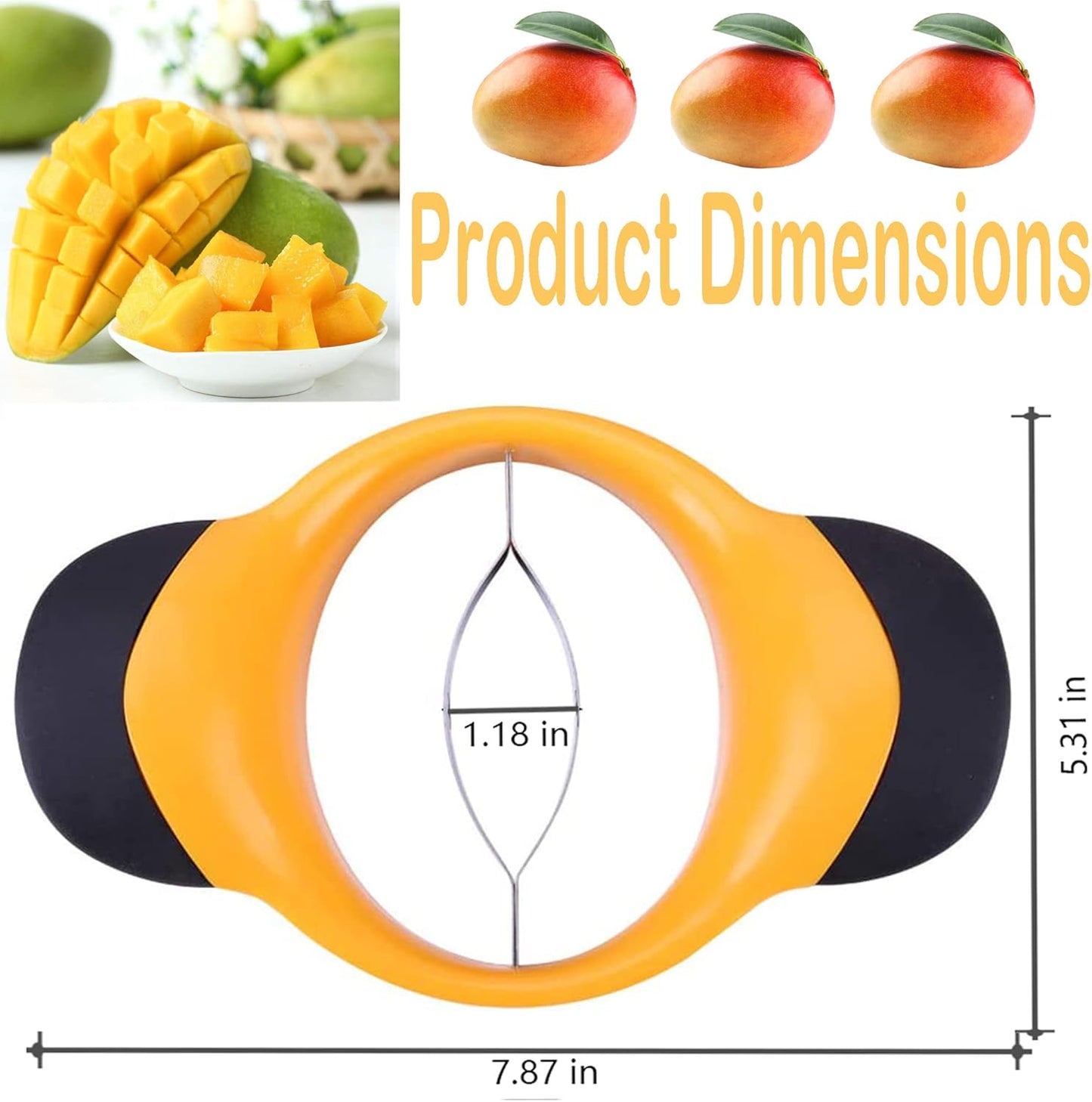 Professional Mango Slicing and Pitting Tool with Stainless Steel Blade and Anti-Skid Handle