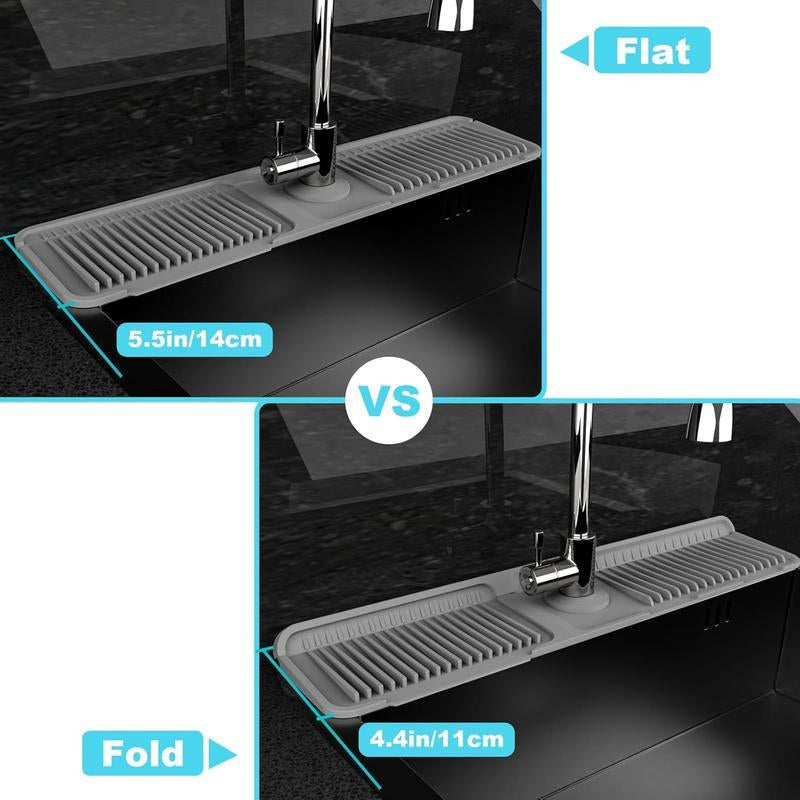 Transform Your Kitchen with the 24-Inch Silicone Faucet Mat - Stylish Splash Guard for a Cleaner, More Organized Sink Area!