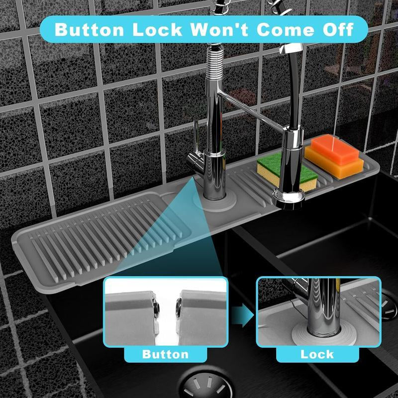 Transform Your Kitchen with the 24-Inch Silicone Faucet Mat - Stylish Splash Guard for a Cleaner, More Organized Sink Area!