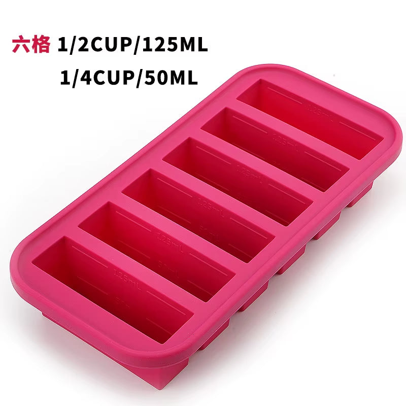 Large-Capacity Food Grade Silicone Ice Maker Tray with Lid - 2/4/6 Grid Design for Storing Frozen Soups and Sauces