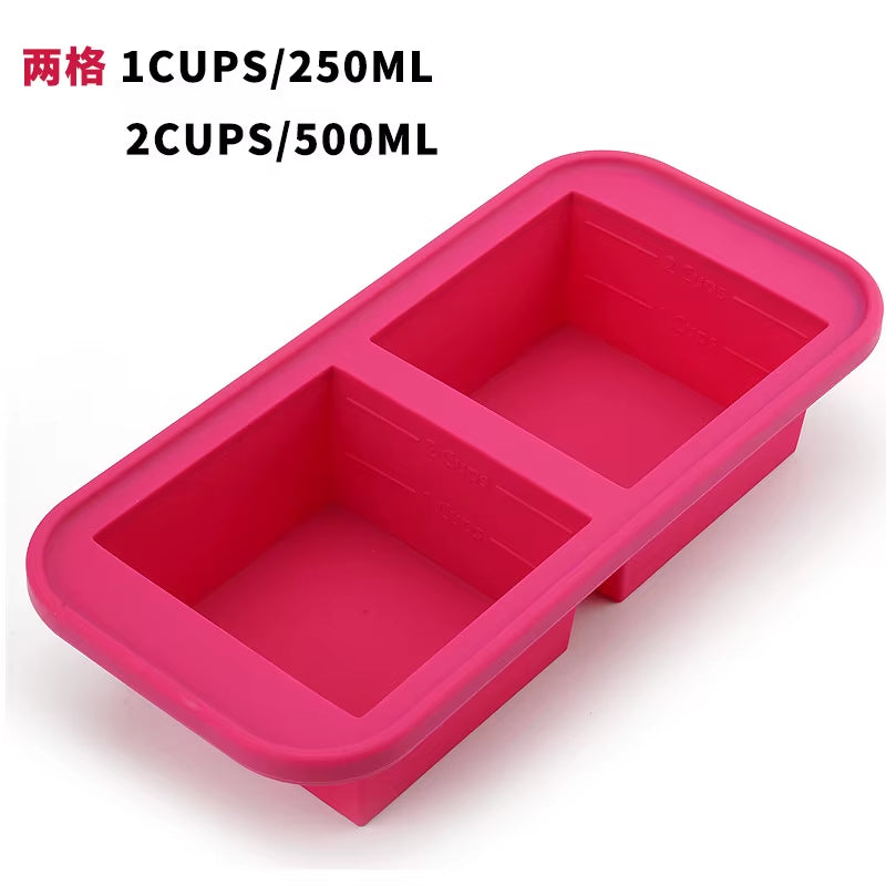 Large-Capacity Food Grade Silicone Ice Maker Tray with Lid - 2/4/6 Grid Design for Storing Frozen Soups and Sauces