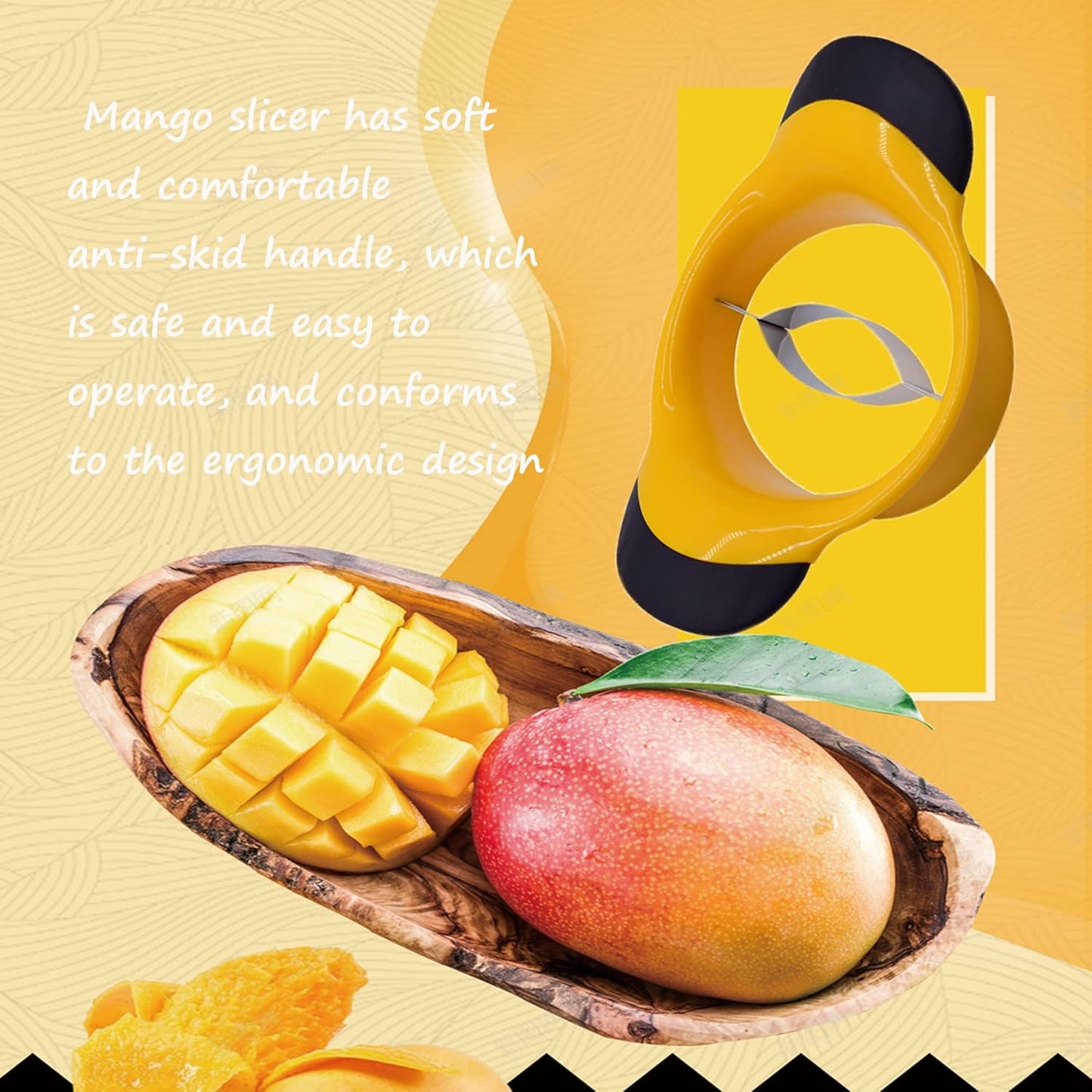 Professional Mango Slicing and Pitting Tool with Stainless Steel Blade and Anti-Skid Handle