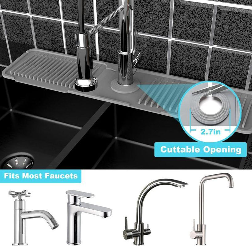 Transform Your Kitchen with the 24-Inch Silicone Faucet Mat - Stylish Splash Guard for a Cleaner, More Organized Sink Area!
