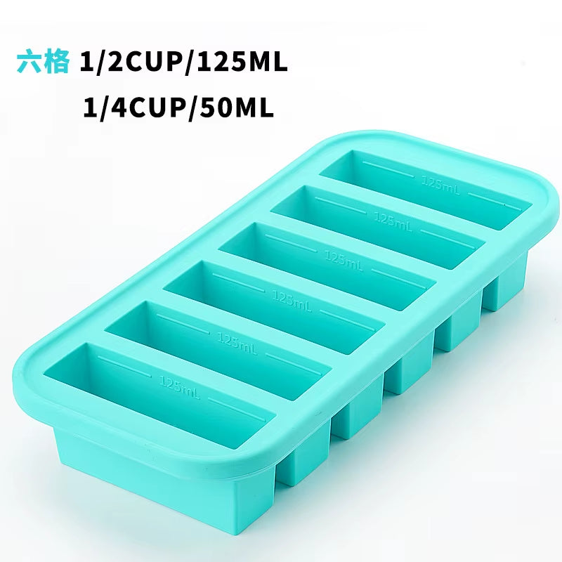 Large-Capacity Food Grade Silicone Ice Maker Tray with Lid - 2/4/6 Grid Design for Storing Frozen Soups and Sauces