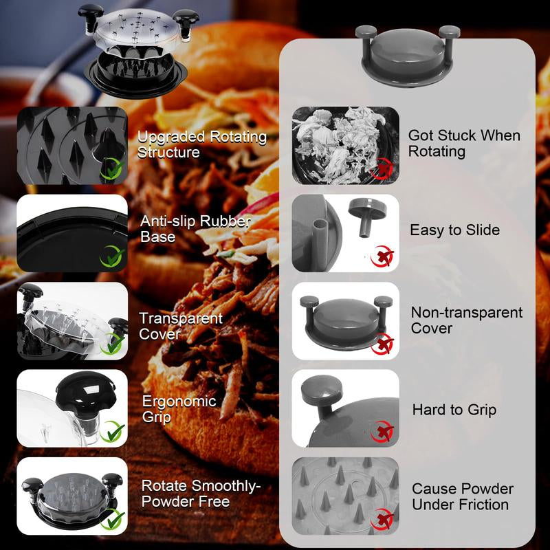 Effortlessly Shred Chicken & Beef with Our Kitchen Chicken Shredder Tool - Includes Transparent Lid & Cleaning Brush!