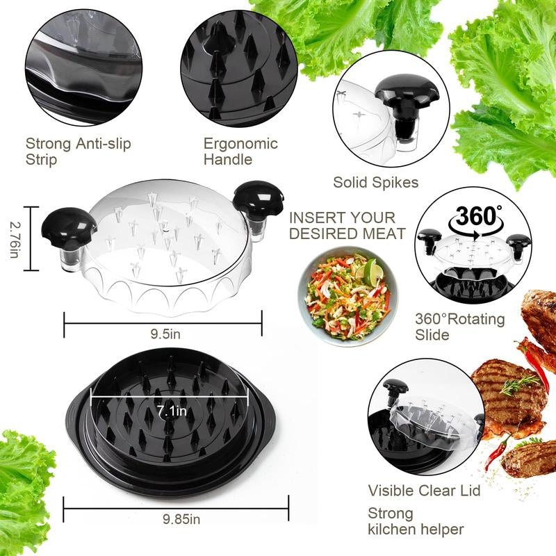 Effortlessly Shred Chicken & Beef with Our Kitchen Chicken Shredder Tool - Includes Transparent Lid & Cleaning Brush!