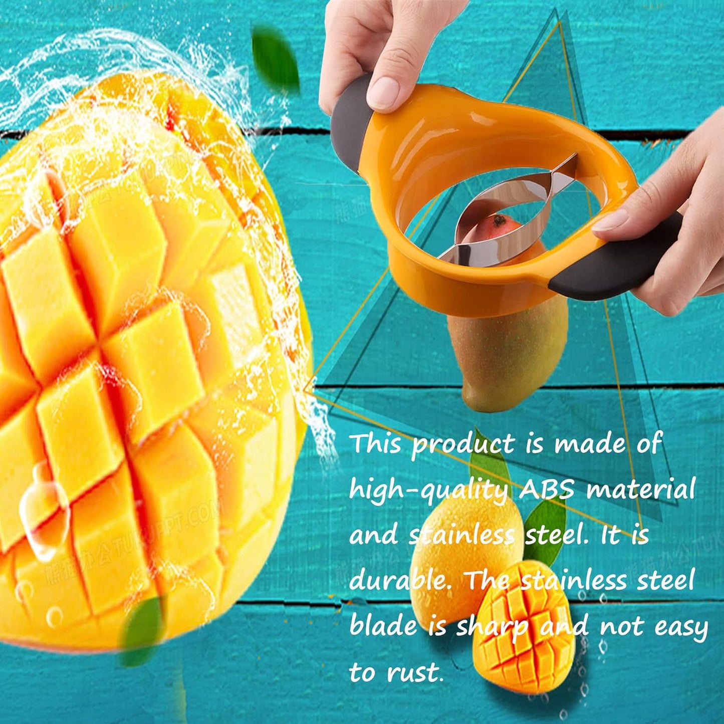 Professional Mango Slicing and Pitting Tool with Stainless Steel Blade and Anti-Skid Handle