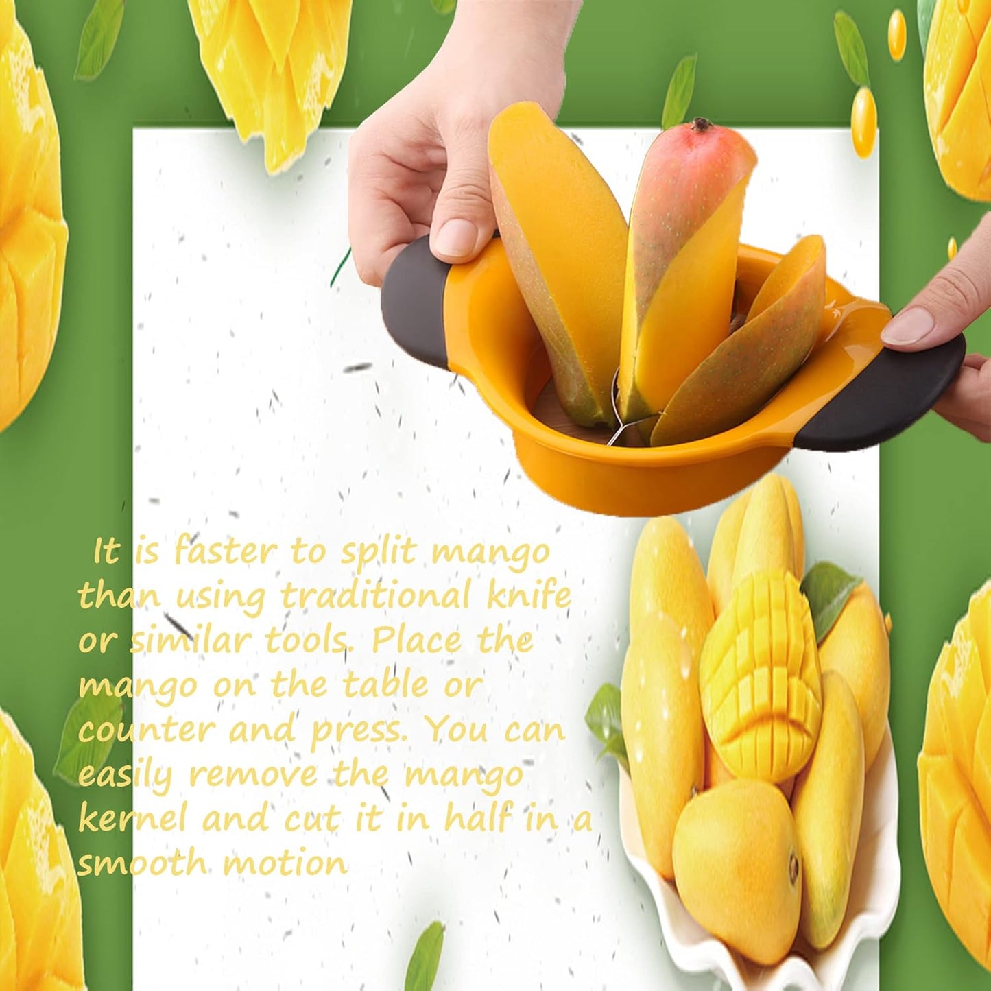 Professional Mango Slicing and Pitting Tool with Stainless Steel Blade and Anti-Skid Handle