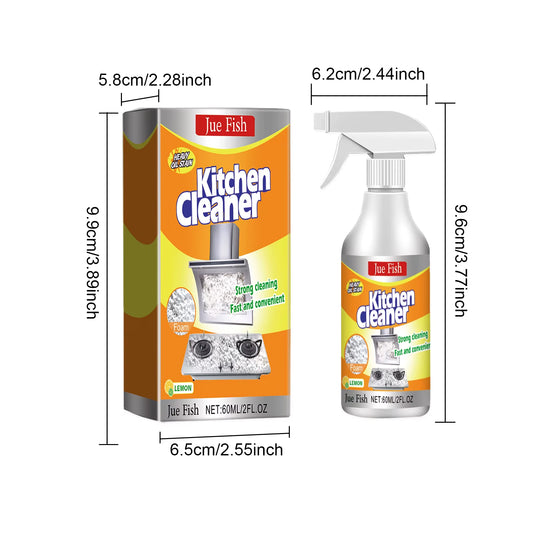 Transform Your Kitchen with Jue-Fish Kitchen Foam Cleaner - Effortlessly Remove Heavy Oil Stains from Grills, Ovens & Surfaces!