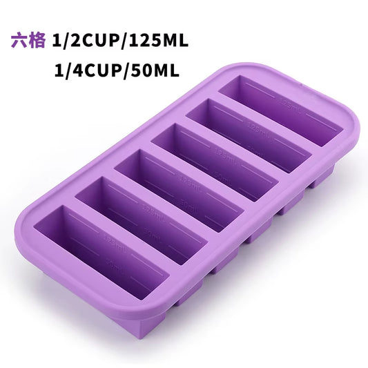 Large-Capacity Food Grade Silicone Ice Maker Tray with Lid - 2/4/6 Grid Design for Storing Frozen Soups and Sauces
