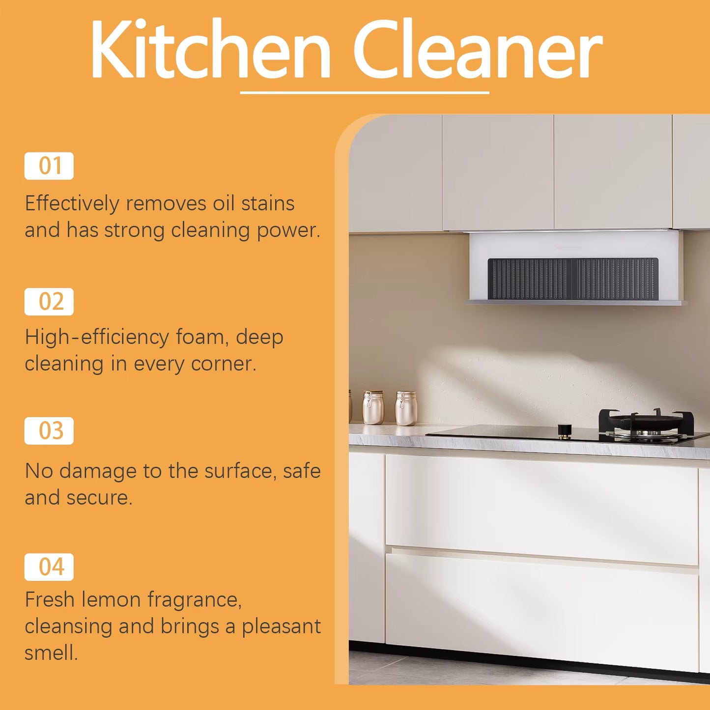 Transform Your Kitchen with Jue-Fish Kitchen Foam Cleaner - Effortlessly Remove Heavy Oil Stains from Grills, Ovens & Surfaces!