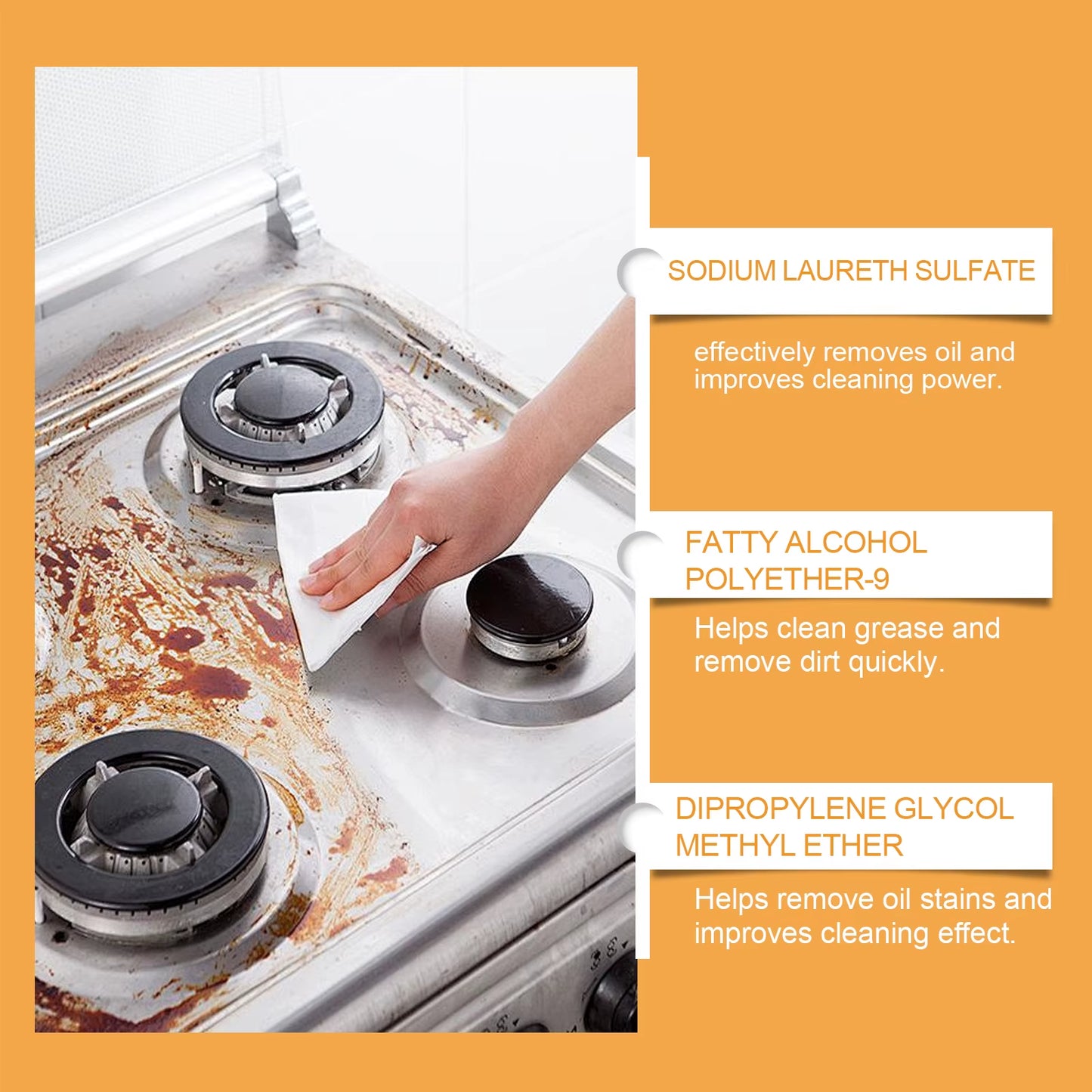 Transform Your Kitchen with Jue-Fish Kitchen Foam Cleaner - Effortlessly Remove Heavy Oil Stains from Grills, Ovens & Surfaces!